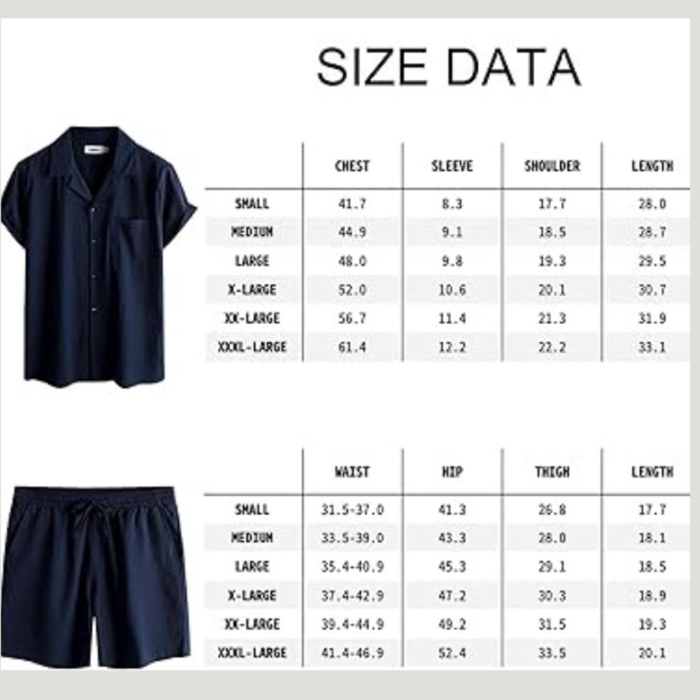 Men's Casual 2 Piece Outfits Short Sleeve Button Down Summer Set - Picture 7 of 7